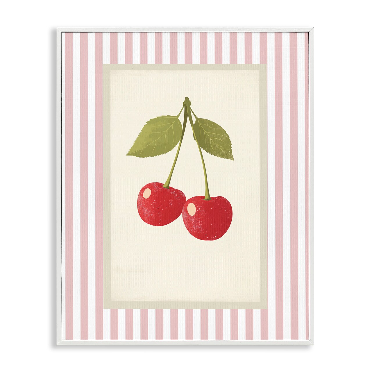 Stupell Industries Delicate Cherries on Stripes Framed Giclee, design by Christine Simpson Art